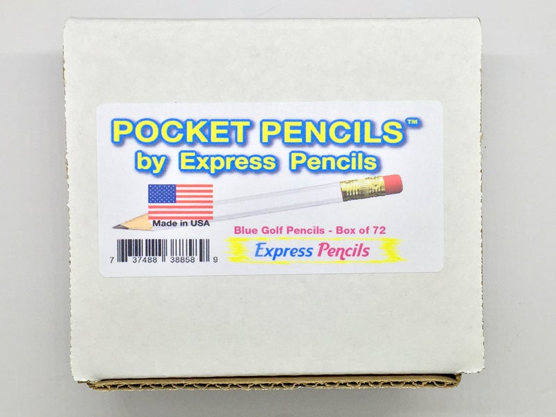 Express Pencils Half Pencils with Eraser - Golf, Pew, Short, Mini, Non Toxic - Hexagon, Sharpened, #2 Pencil, Color - Blue, Box of 72 (half gross) Blue Golf Pocket Pencils â„¢ - Image 4